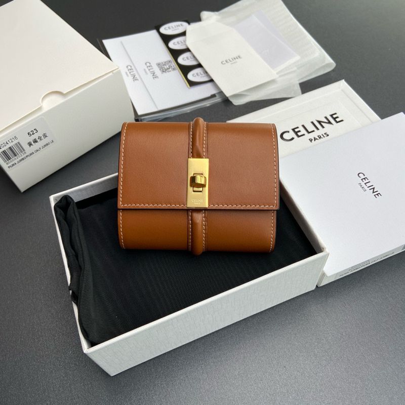 Celine Compact Wallet aus Kalbsleder-Tan
