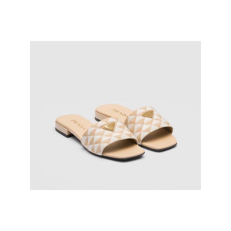 Prada Embroidered fabric slides,  35-41