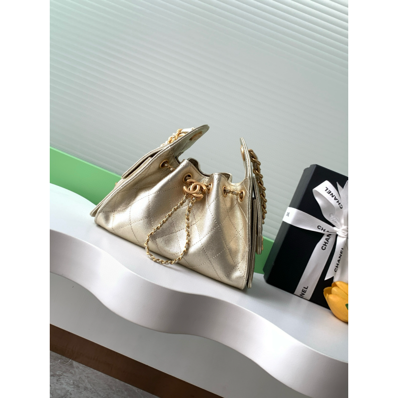 Chanel 25 Mini Bag in Grained Calfskin-Gold