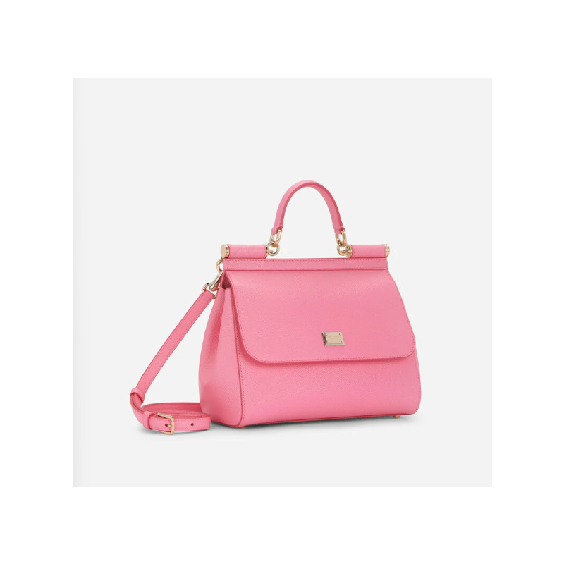 Dolce Gabbana Large Sicily Handbag in Dauphine leather-Pink