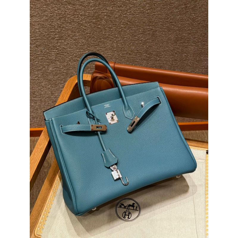 Hermes Birkin 35  in Togo leather-Denim blue