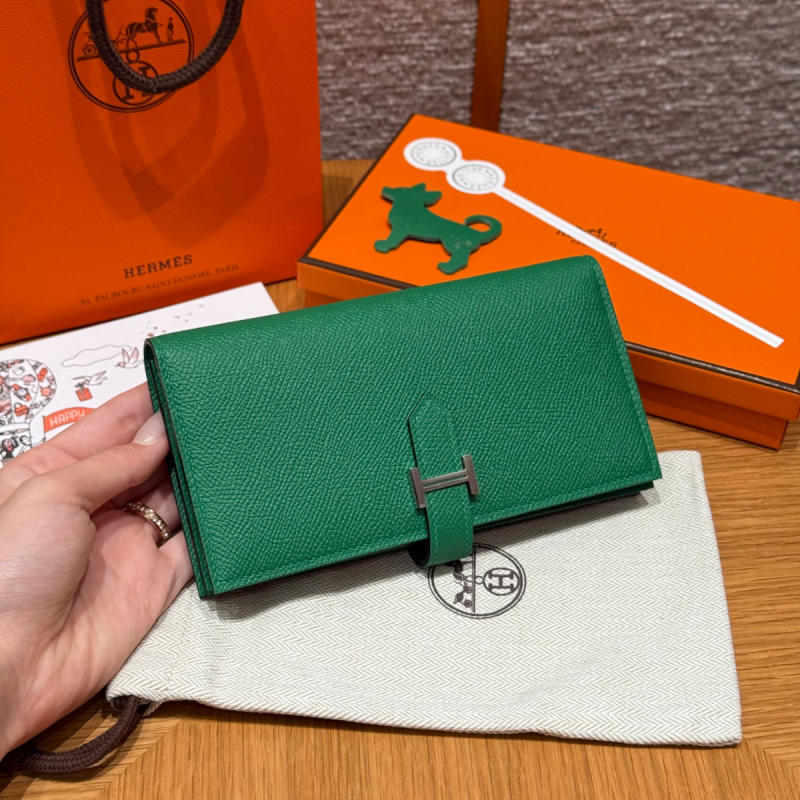 Hermes Bären lange Brieftasche-Green