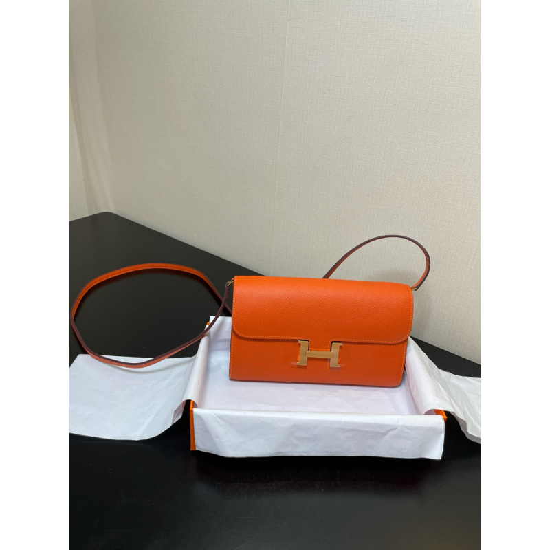 Hermes Constance to go Brieftasche mit Schultergurt-Orange