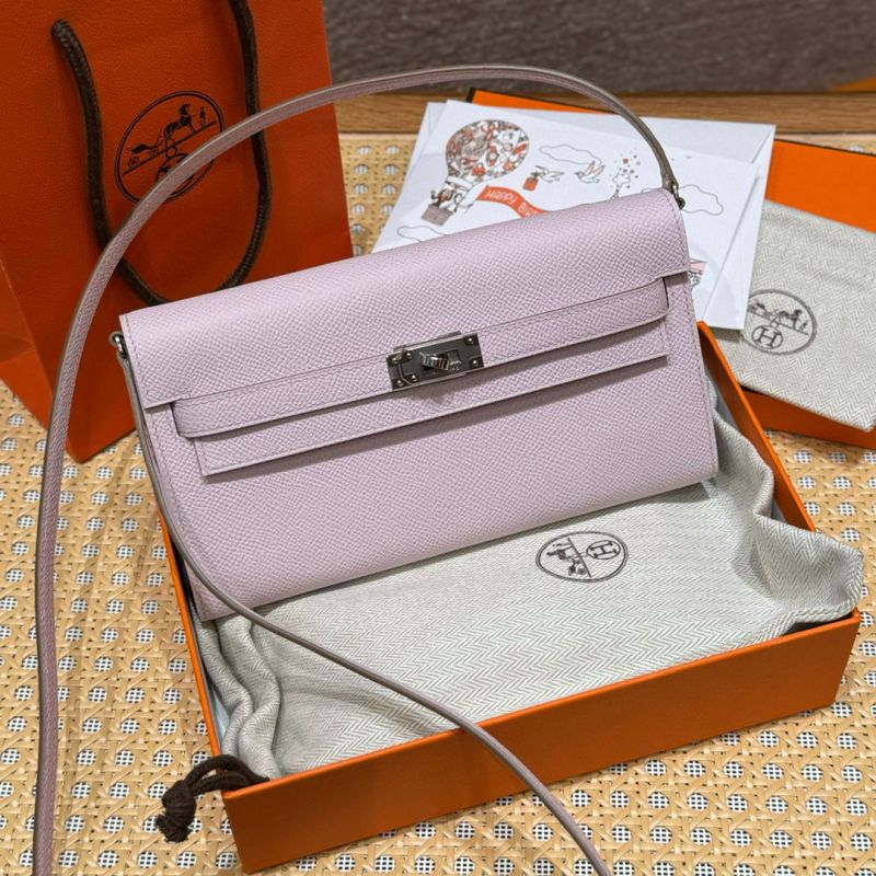 Hermes Kelly to go Brieftasche mit Schultergurt-Mauve Pale