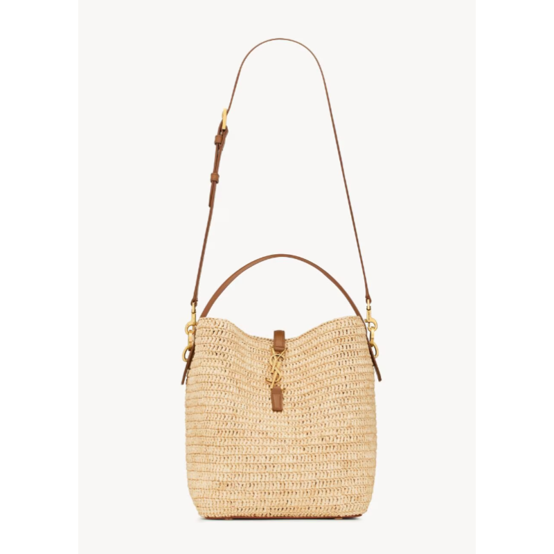 Saint Laurent LE 37 in Woven Raffia and Vegetable-Tanned leather