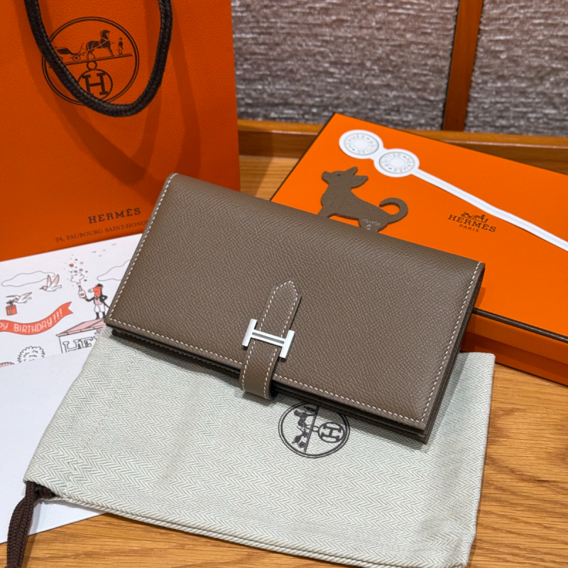 Hermes Bären lange Brieftasche-Etoupe