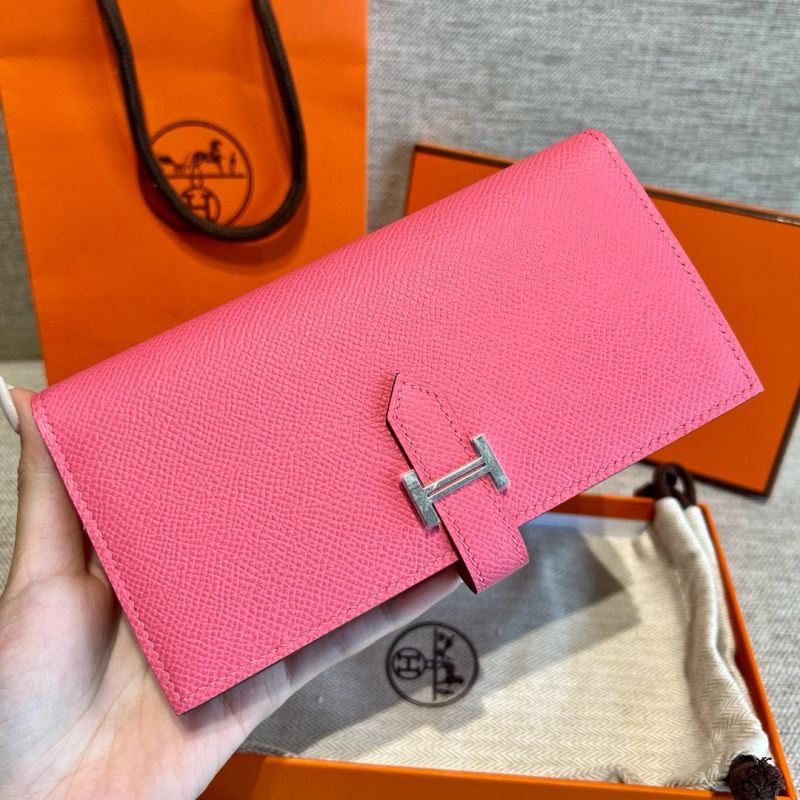 Hermes Bären lange Brieftasche-Rose Lipstic