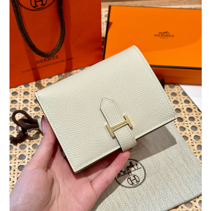 Hermes bearn Kompakte Brieftasche-Craie