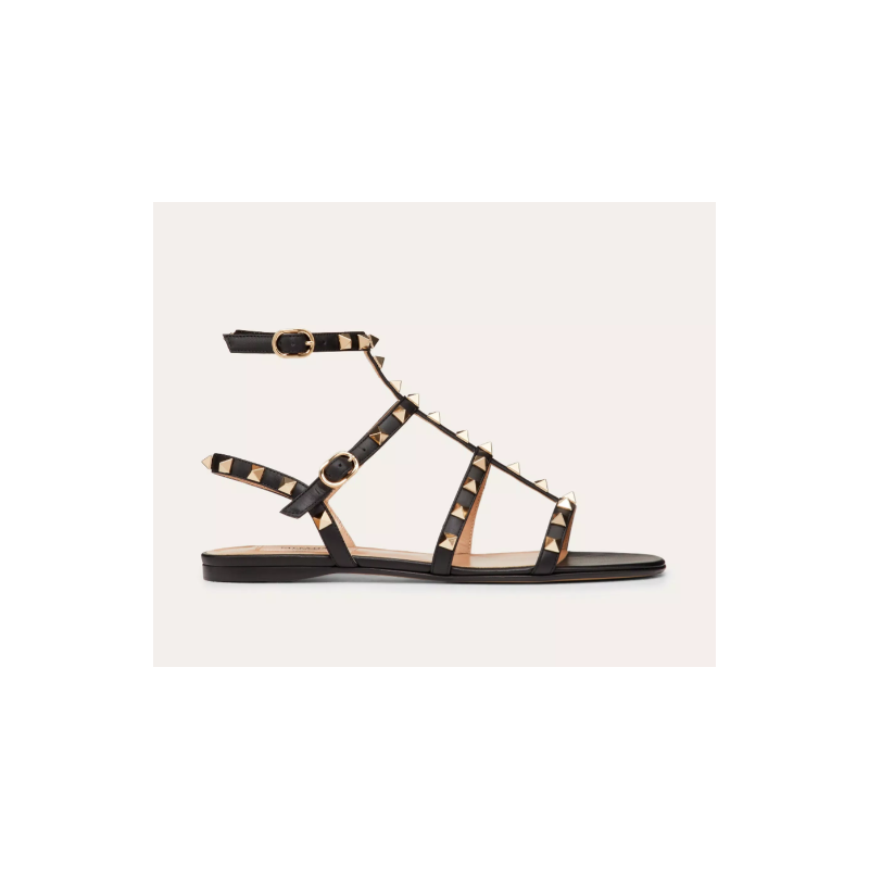 Valentino Rockstud calfskin flat sandal, Size 35-41
